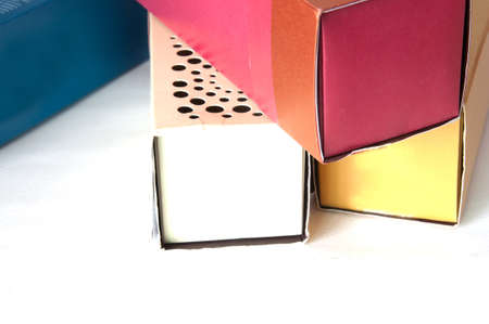 pile paper box on whiteの写真素材