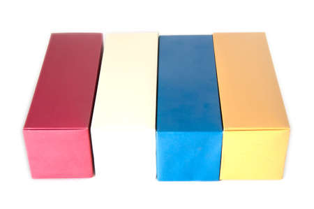 paper box - red,white,blue,goldの写真素材