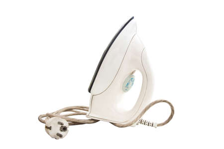 Modern electric iron on a white backgroundの写真素材