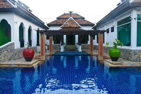 Swimming pool in luxury Thai resortのeditorial素材