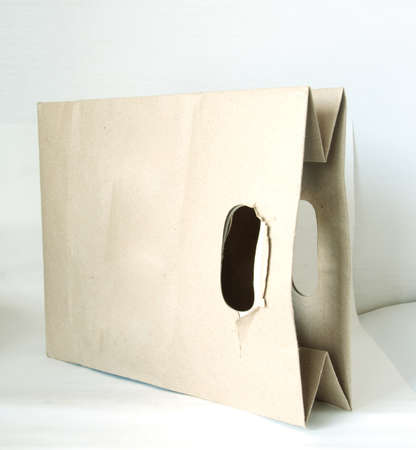 brown paper bag on a white backgroundの写真素材