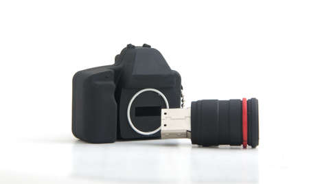 usb stick or flash drive showing data concept on white backgroundの写真素材