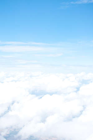 View from airplane window inside the cloudsの写真素材