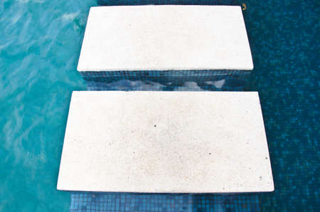 stepping stones on Swimming Poolの写真素材