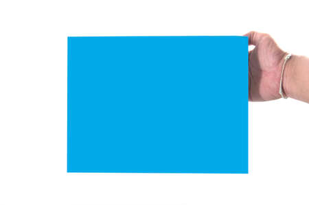 hand keep Blank blue box isolated
