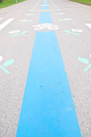 paint rose flower on roadの写真素材