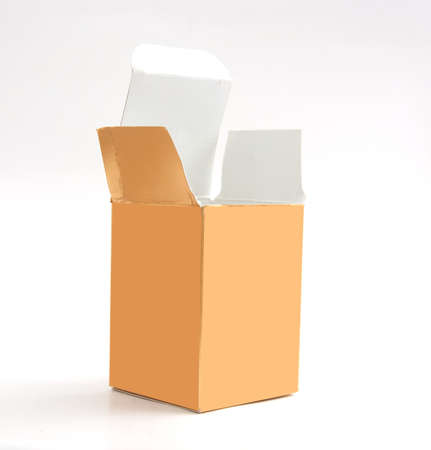 gold paper box isolated on white background