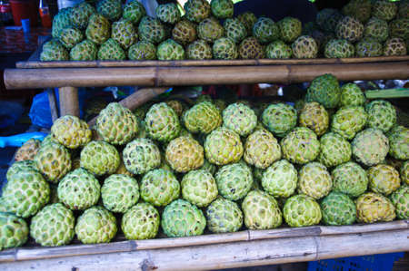 Sugar Apple group for sale on tableの写真素材