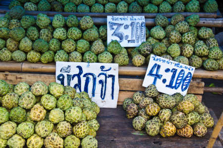 Custard apple for healthy tropical fruit in Thai marketの写真素材