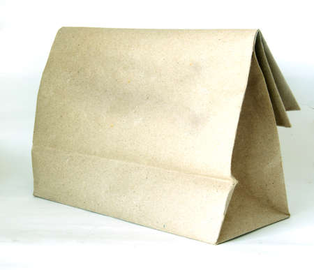 Shopping paper bag isolated on white backgroundの写真素材