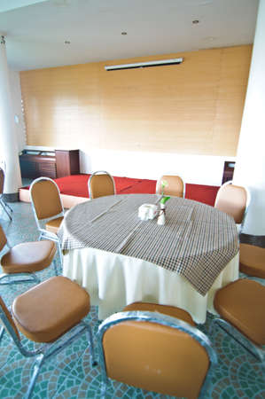 Decked table at lunch timeの写真素材