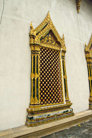 Thai temple door sculptureの写真素材