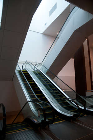 Empty escalator steps on staircase