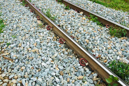 railway tracks in a rural sceneの写真素材