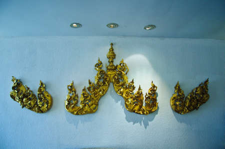 Traditional Thai style pattern decorative  on wall in temple,Thailand.の写真素材