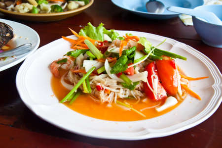 Thai dressed salad with golden Needle Mushroomの写真素材