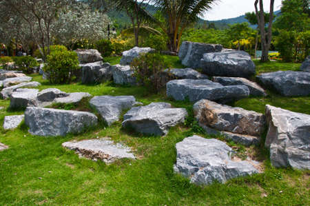 big stone beautiful in the garden and parkの写真素材