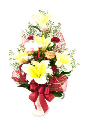 Bouquet of flowers in a glass vaseの写真素材