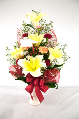 Bouquet of flowers in a glass vaseの写真素材