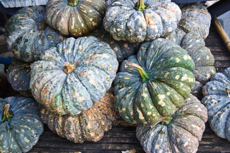 pile of pumpkin in thai marketの写真素材
