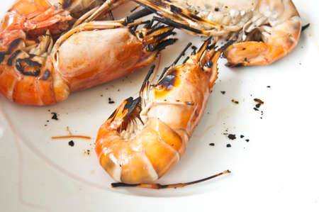 Delicious looking shrimp on the grill ready to eat