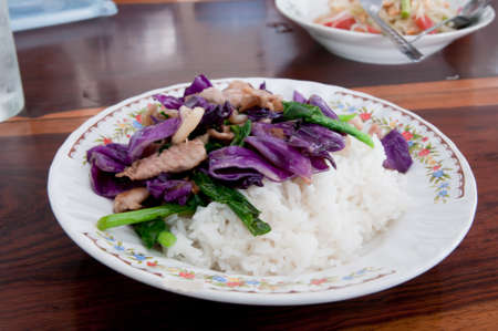 fried mixed vegetable with riceの写真素材