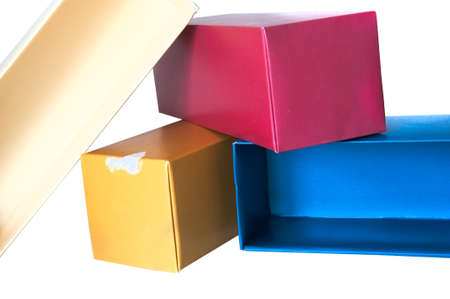 pile of cardboard box isolated on a white backgroundの写真素材