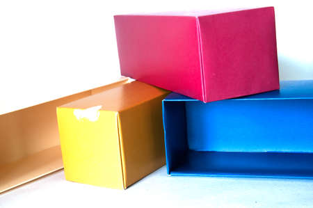 pile of cardboard box isolated on a white backgroundの写真素材