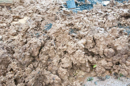 pile of mud at construction siteの写真素材