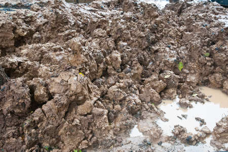 pile of mud at construction siteの写真素材