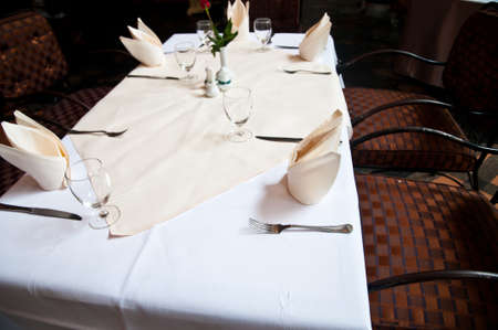 Table appointments at a restaurant close-upの写真素材