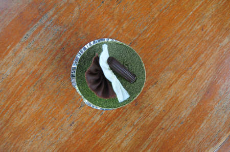 delicious green tea cake, homemade foodの写真素材