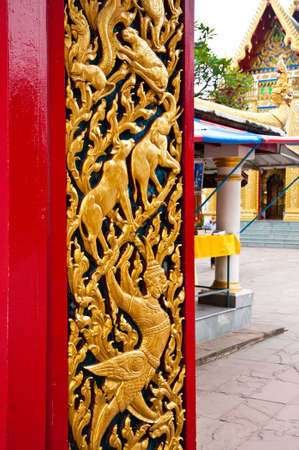 Traditional Thai style art pattern doorの写真素材