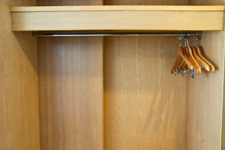 coat hanger in Wardrobe woodの写真素材
