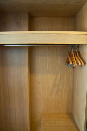 coat hanger in Wardrobe woodの写真素材