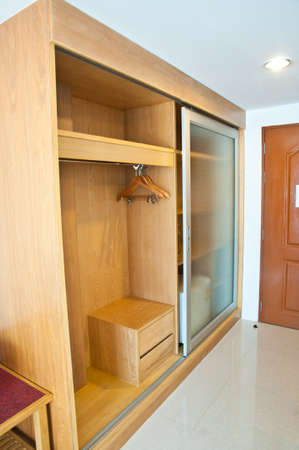 Empty Wardrobe wood for clothesの写真素材