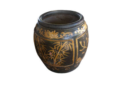 Ancient water jar on white backgroundの写真素材