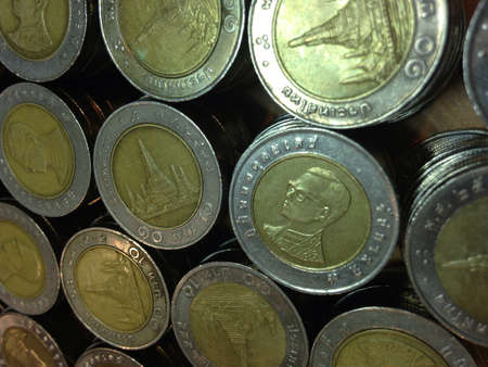 Stacks of Thai baht coinsの素材