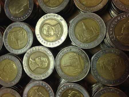 Stacks of Thai baht coinsの素材
