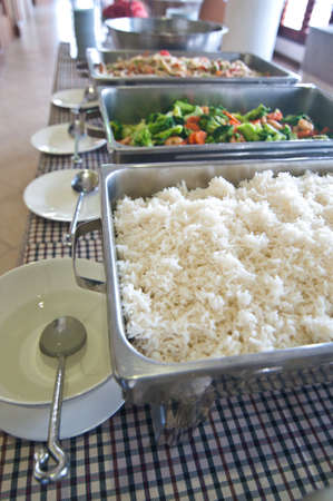 Thailand food buffet -papaya salad and stir-fried vegetablesの写真素材