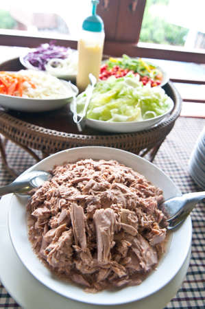 salad from tuna buffet barの写真素材