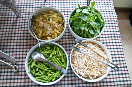 vegetable for curry thai and fermented rice flour noodlesの写真素材