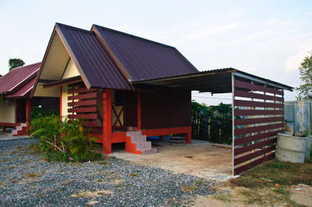 mini wood home and garage at Thailandのeditorial素材