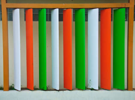 Wood set -white,green and orange for have interior decorationの写真素材