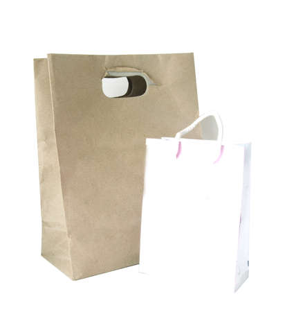 Paper bag isolated on white backgroundの写真素材