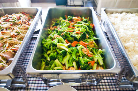 Thailand food buffet -papaya salad and stir-fried vegetablesの写真素材