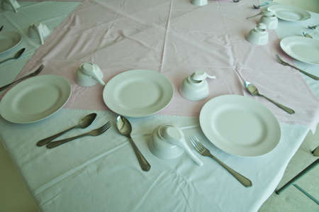 Cutlery Set with plate Table settingの写真素材