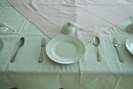 Cutlery Set with plate Table settingの写真素材