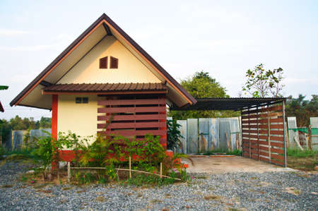 wood home and garage at Thailandのeditorial素材