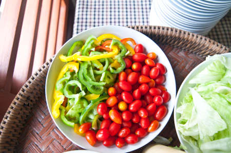 vegeterian salad - tomato and sweet pepperの写真素材